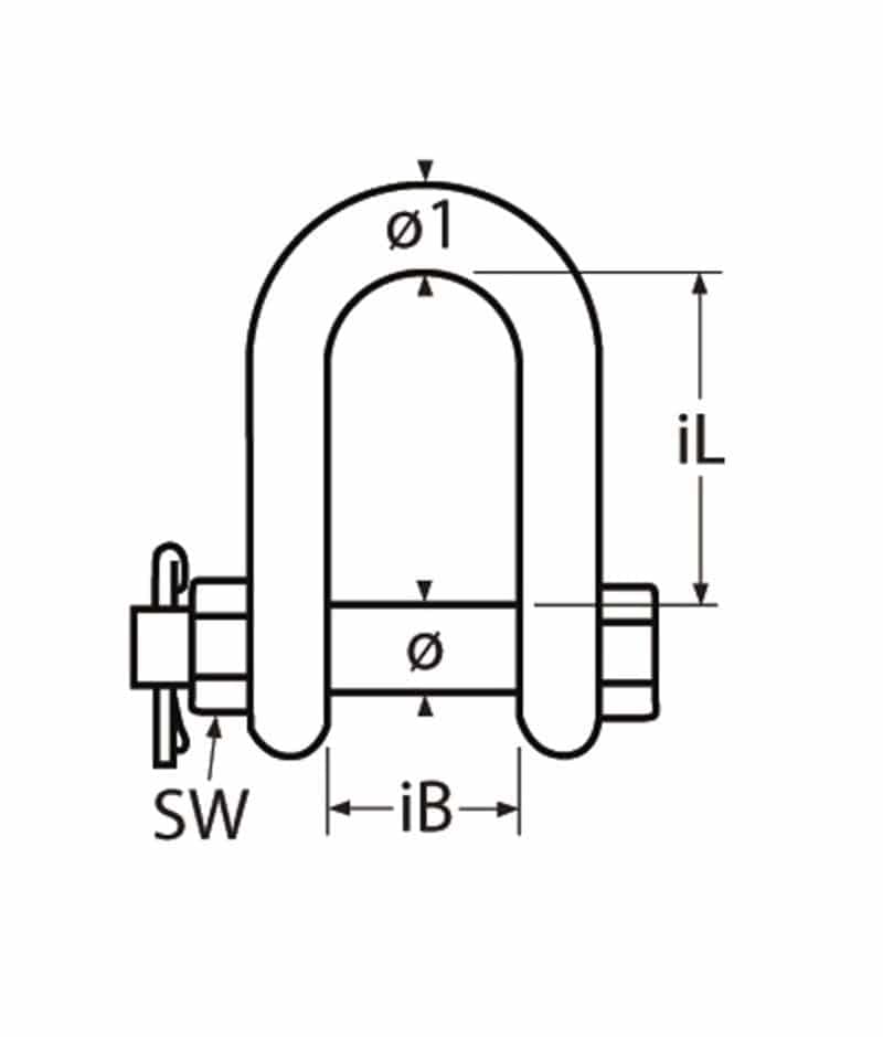 Grillete Forjado 25mm de Acero AISI 316 con Perno de Seguridad 2
