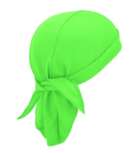 Sweat Wicking Do Rags Skull Caps, Cooling Hip Hop Hat, Beanie Durag Motorcycle Head Wrap Doo Rag Liner for Men Women (Neon Green)