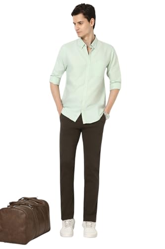 Image of Peter England Men's Slim Fit Mid Rise Super Premium Wrinkle Free Casual Trouser Chinos