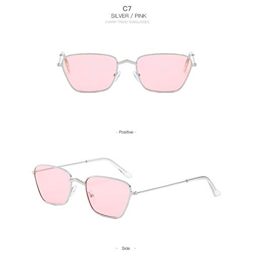 Preisvergleich Produktbild HONGYAN Kleine Quadratische Sonnenbrille Frauen Männer Klare Farblinsen Unisex Ellipse Sonnenbrille Für Frauen Frau Uv400