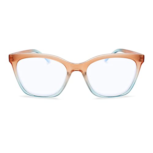 Blue Orange Two Tone Oversize Blue Light Glasses Women to Look Chic- Oversize Reading Glasses Frames for Women - Cat Eye Reading Glasses for Women - 2.75 Reading Glasses Women Cat Eye Glasses Cateye