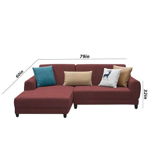 Image of Kraven LHS 4 Seater L Shape Sofa Set for Living Room (Maroon Fabric) Premium Fabric Sofa