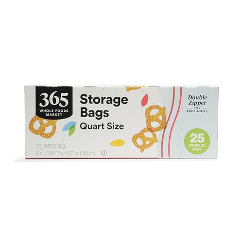 365 by Whole Foods Market, Quart Size Storage Bags, Double Zipper, 25 Count