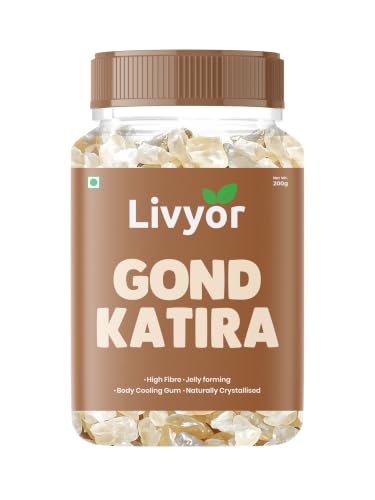 Image of Livyor Pure Gond Katira - 200g | Edible Gum | Tragacanth | Kathila Gum Dried Gum | High Colling Properties Herbel Food | 100% Natural Super food | Pack of 1