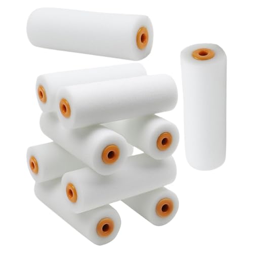 KOMBIUDA 10 piezas Rodillos Esponja Pintura Pared Cubiertas Reemplazo Compactos Suaves para Marco Pequeño Uso Doméstico Práctico