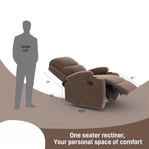 Image of Amazon Brand - Solimo Orleans | Single Seater Sofa Recliner | Manual Recliner (Velvet Brown)