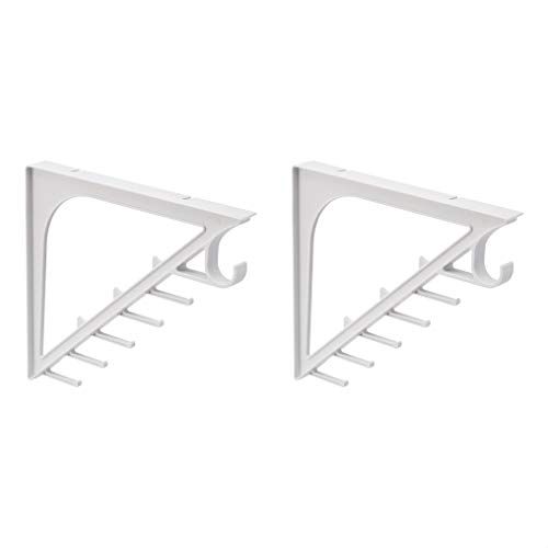 Amazon Basics Closet Bracket with Extra Diagonal Storage - Large(15.5x9.8x2.2)White, 2-Pack