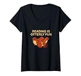 Photo Gallery donna reading is otterly fun book lover amante otter lover bookworm maglietta con collo a v Photo Gallery donna reading is otterly fun book lover amante otter lover bookworm maglietta con collo a v