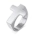 Banemi Ringe Herren Schmuck, Titan Ringe für Finger Herren Kreuz Silber Herren Hochzeitsbänder Größe 65 (20.7)