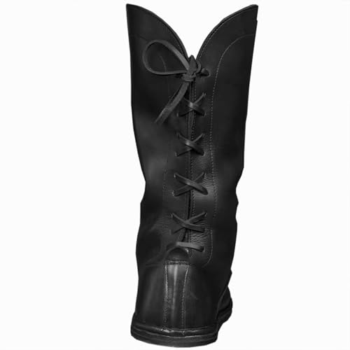 Men's Medieval Renaissance Boots Viking Pirate Costume Boot Faux Leather Mid Calf Lace Up Vintage Stage Pirate Viking Tied Shoes2