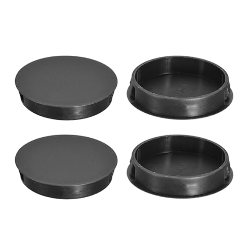 Image of uxcell 4Pcs 50mm(2 inch) Nylon Hole Plugs, Flush Type Panel Round Snap in Fastener Knockout Locking Plugs for Furniture Insert End Caps Panels, Black