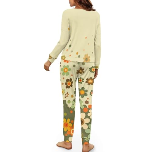 Image of Women's Pajamas Set Soft 2 Piece Loungewear Long Sleeve Pj Set Matching Sleepwear with Pockets for Women Plus Size