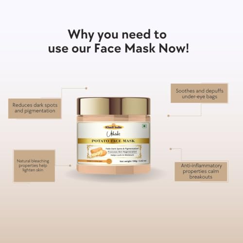 Image of Utkristh Khadi Potato Face Mask 100 gm | Pure & Ayurvedic | For Breakouts, Pigmentation, Dark Spots & Dark Circles | Deep Cleansing for Glowing Skin | All Skin Types | Face Mask for Men & Women