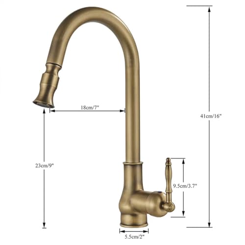 Grifo de cocina de latón antiguo monomando para fregadero comercial 8