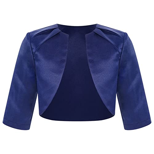 Jhaoyu Kids Girls Satin 3/4 Sleeve Bolero Shrug Jacket Cardigan Coat Wedding Party Bridesmaid Flower Girl Dress Cover Up