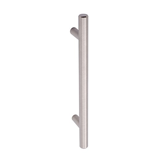 AmazonBasics Euro Bar Cabinet Handle (1/2-inch Diameter), 7.38-inch Length (5-inch Hole Center), Satin Nickel, 10-Pack