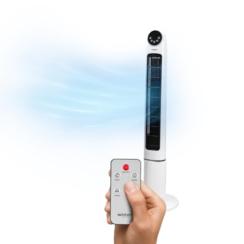 Wintem Seth Ventilatore a Torre con Timer Digitale Oscillante con Telecomando e Display Led Altezza 120 cm Silenzioso con 3 Velocità