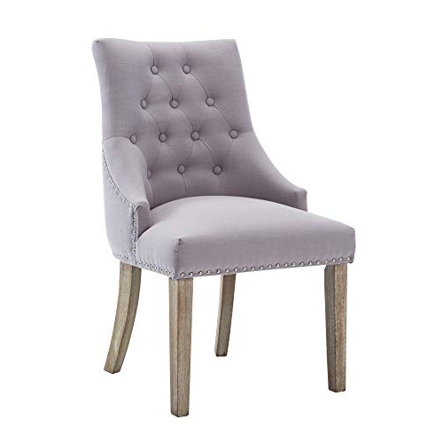 Nobpeint Dining Chair Gray Fabric Leisure Padded Ring Chair, Nailed Trim, Set Of 2 #TOP1