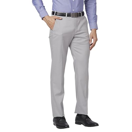 Image of Park Avenue Men's Mid Rise Regular Fit Polyviscose Blend Solid Pattern Flat Front Formal Trouser