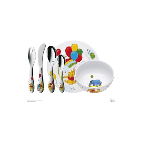 WMF Children's Crockery Set 6-Piece Winnie The Pooh Cromargan 18/10 Stainless Steel Polished Suitable from 3 Years