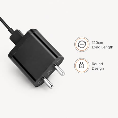 Image of Wall Charger with Micro USB Cable, Fast Charging Adapter, Black, for Android Smartphones (Black-MI-A2)
