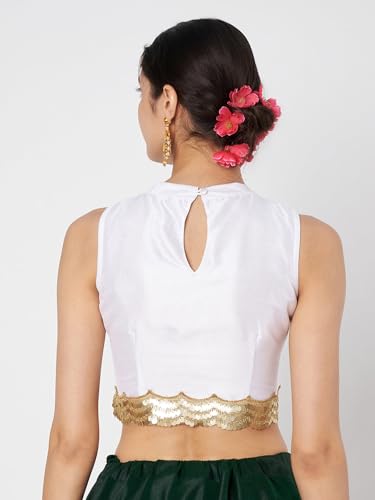 Image of studio rasa Women's Dupion Sequin Embellished Crop Top for Wedding Festive
