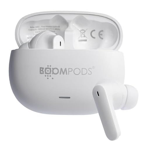 Image of Boompods Echowave ANC Wireless Earbuds - With 25dB Noise Cancelling & Transparency Mode with ENC Microphones, 25-Hour Battery, USB-C Fast Charging & Bluetooth 5.4, Ocean-Bound Plastic - White