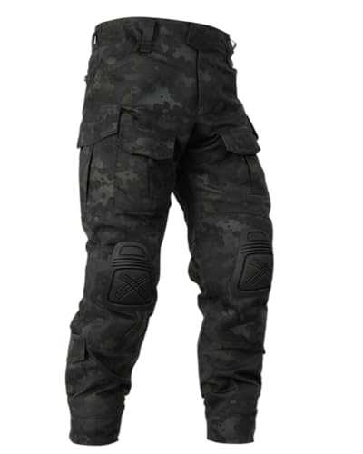OCANXUE Calça tática masculina com joelheiras, Camuflagem escura, 41