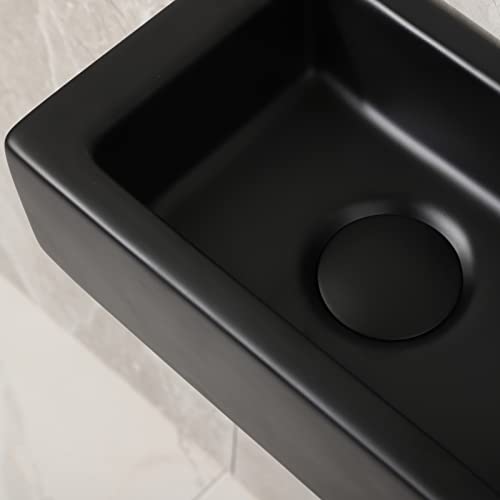 Black Bathroom Rectangle Wall Hung Porcelain Ceramic Small Sink Wash Art Basin With Overflow&Faucet For Cloakroom Lavatory Toilet (Right Hand) #TOP5