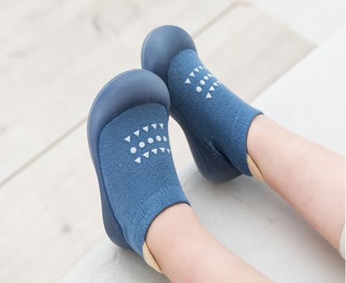 Miniatura 6 de Aggroot Zapatos Calcetines Bebé Niños Niñas Primeros Pasos Zapatos Bebé Calcetines Antideslizantes Con Suela De Goma,Azul,12-18 Monate Etiquetas 2223