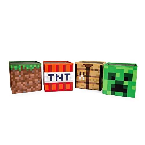 Minecraft 10-Inch Storage Set of 4 Bins | Includes Creeper, TNT, Grass,…