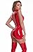 Panegy Women's Zipper Mini Dress Sleeveless Faux Leather Lingerie Shiny Skinny Clubwear Cut Out Costume Dancewear Bodycon Red XXL
