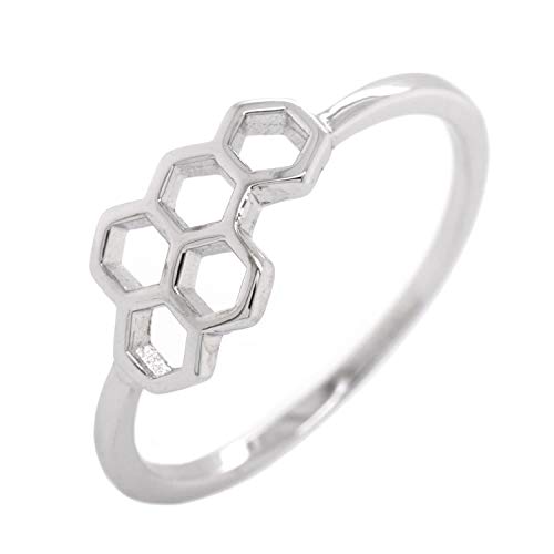 7mm 925 Sterling Silver Honeycomb Bee Womens Promise Fashion Ring Sizes 3-10