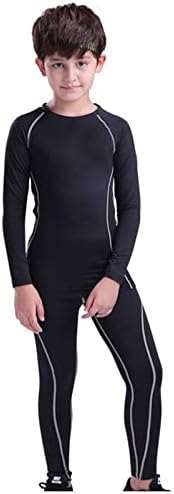 CRAZY GOTEND Kids’ Girls Compression Base Layer Leggings Set Long Sleeve Underwear Shirts Athletic Suits 2PCS 4-13 Years