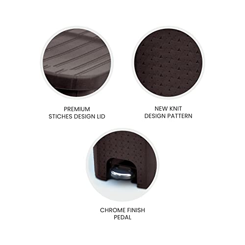 Image of FLAIR Ultra Home Pedal Trash Bin - 8L Medium Dustbin with Inner & Lid | Unbreakable Plastic, Odor Control, Lightweight | Non Garbage Smell | Perfect for Bathroom, Kitchen & Office (Brown)
