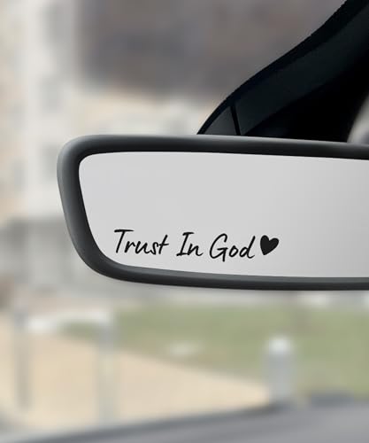 UNLRAE 4PCS Car Stickers Car Decals Car Accessories Vinyl Rearview Mirror Decal Decor Auto Stickers and Decals Self Affirmations Decal Cute Auto Decals for Women (Black Trust in God)