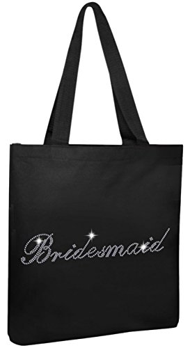 Varsany - Bolsa de algodón, de color negro con cristales, ideal como bolsa de regalo Bridesmaid