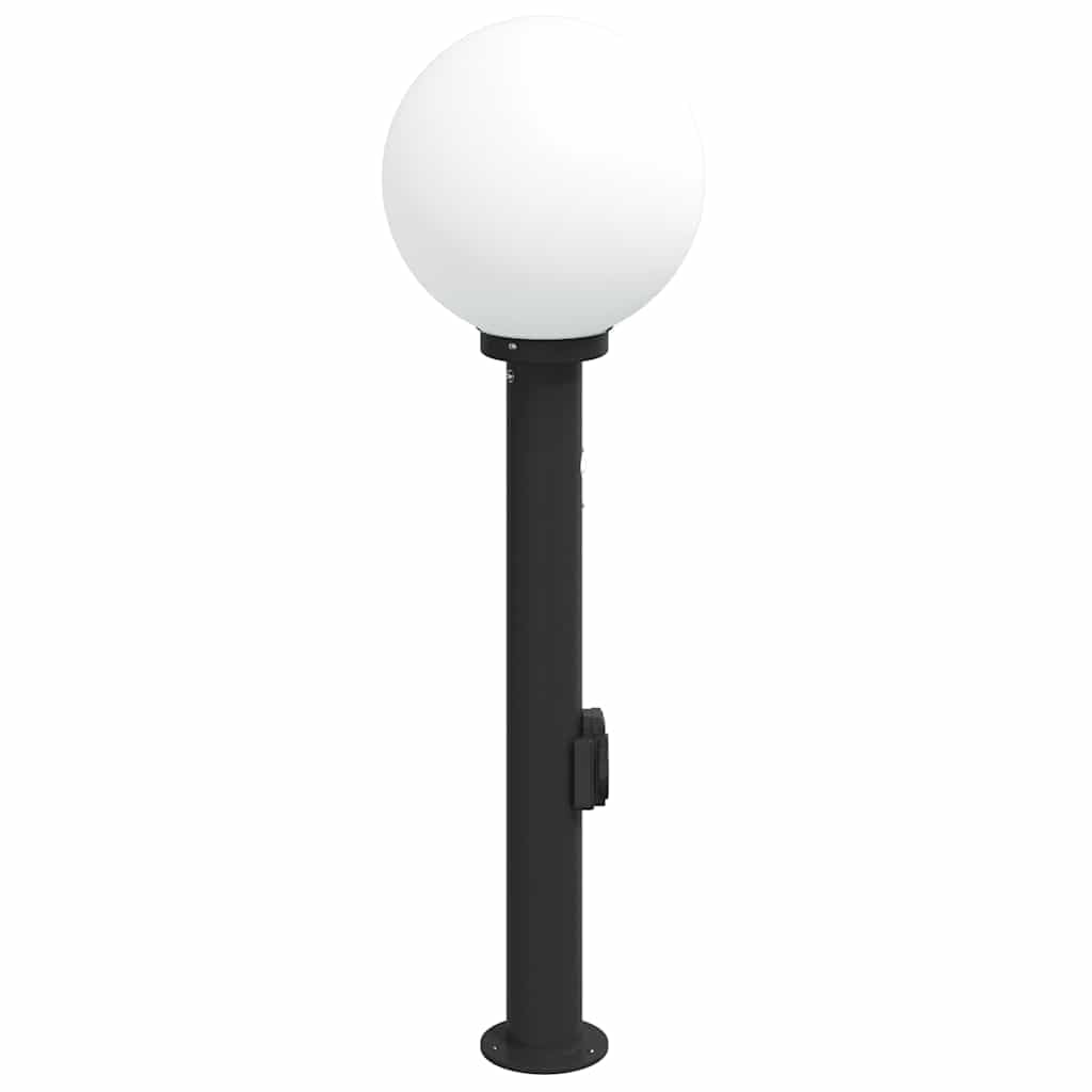 Lampa słupkowa z czujnikiem i gniazdkiem, 80 cm, czarna, stopień ochrony IP44, lampa zewnętrzna, 25 x 80 cm, zestaw 3 szt. z czujnikiem ruchu i dyfuzorem, do ogrodu, na taras, oświetlenie