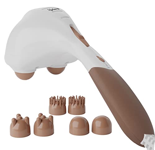 Lifelong LLM36 Powerful Double Head Body Massager Hammer with 3 Massage Heads & Variable Speed Setttings For Pain Relief and Relaxation|Full Body Massager Machine for Home (1 Year Warranty, Brown)
