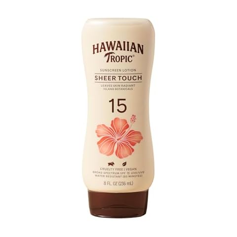 Hawaiian Tropic Sheer Touch Ultra Radiance Lotion Sunscreen SPF 15, 8oz | Hawaiian Tropic Sunscreen SPF 15, Sunblock, Broad Spectrum Sunscreen, Oxybenzone Free Sunscreen, Body Sunscreen, 8oz Cover