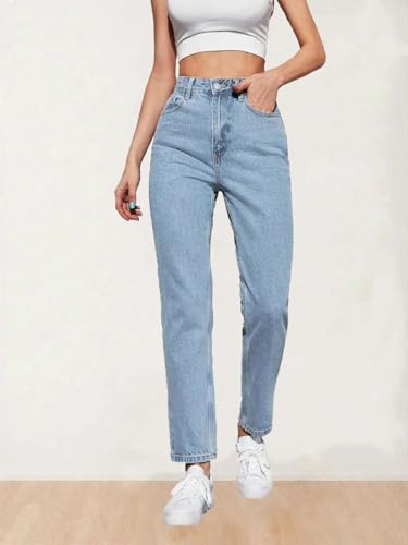 Image of KOTTY Women High Rise Cotton Lycra Blend Ankle Length Jeans Sky Blue