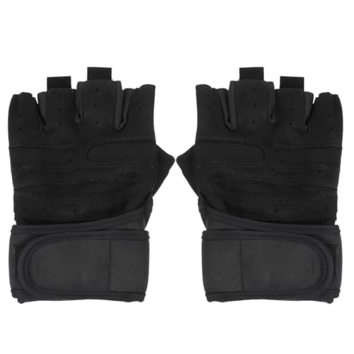 BESPORTBLE Men's Half-Finger Workout Gloves – Breathable Fitness Gloves for Weightlifting, Cycling, Climbing & Cross-Training, Non-Slip Grip, Reinforced Stitching, Black (Size L)