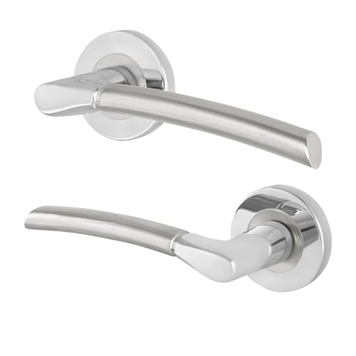 EAI Chrome Door Handle, 1 Pair of Internal Lever on Round Rose Polished Chrome and Satin Nickel Handles - Bova