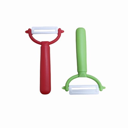 Dorytop Vegetable Potato Peelers for Kitchen,2 Pcs Cooking Light Ceramic Peeler Set, Good Grip Veggie Peeler Handle(Red and Green)