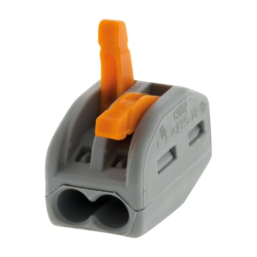 Wago, Borne à Levier Série 222, Sachet de 10, 2 Entrées, Compatible Fils Rigides, Semi-Rigides et Souples 0,08-4 mm², Tension 400V, Courant 32A, Longueur Dénudage 9-10mm, Connexion Sécurisée et Rapide