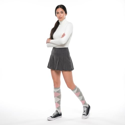 Image of Couver Women's Argyle Knee High Socks - Soft Acrylic Over the Calf Tube Style Socks for Casual Athletic - One Size