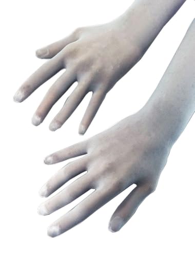 Image of Unicorns Poop Glitter Nude Illusion Second Skin Sheer Seamless Gloves with Elastic Top Seam in Beige, Tan; Over Elbow; Unisex