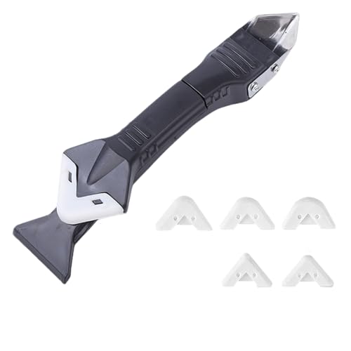 3-in-1 Silicone Sealant Remover Tool Steel head Grout Scraper Smoothing Tools with 5 Replaceable Pads for Kitchen Bathroom Silicone Remover Tool Sealant Tool Grout Removal Tool