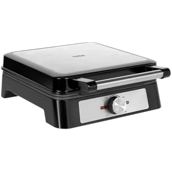 Teesa Gofrownica na 4 Gofry 1600W inox Regulacja Temperatury Pokrywa ze Stali Nierdzewnej Nieprzywierająca Powłoka Płytek TSA3236