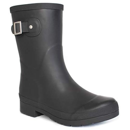 Chooka Women’s Waterproof Solid Mid-Height Rain Boot – Durable Rubber, Memory Foam Insole, Non-Slip Outsole, All-Weather Comfort
